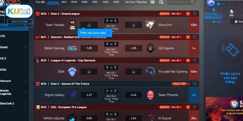 Ku Esports - Tận Hưởng Những Kèo Cược Giải Trí Thú Vị Nhất Sơ lược về sảnh Ku Sports tại nhà cái